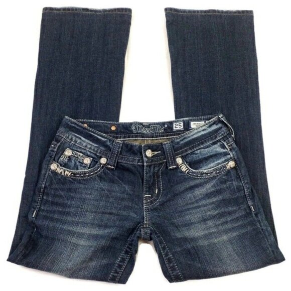 Miss Me JW5180B7V Medium Stonewash Distressed Bootcut Denim Jeans Womens 27 - Picture 4 of 16